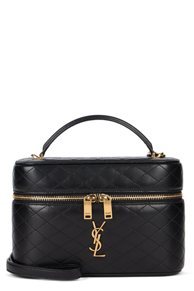 Saint Laurent Gaby Vanity Top Handle Bag — Black Lambskin in Black Lambskin from HEWI