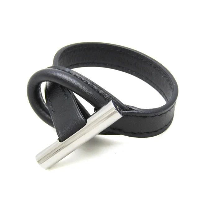 Hermès Silver Leather Bracelet in black Leather from Poshmark