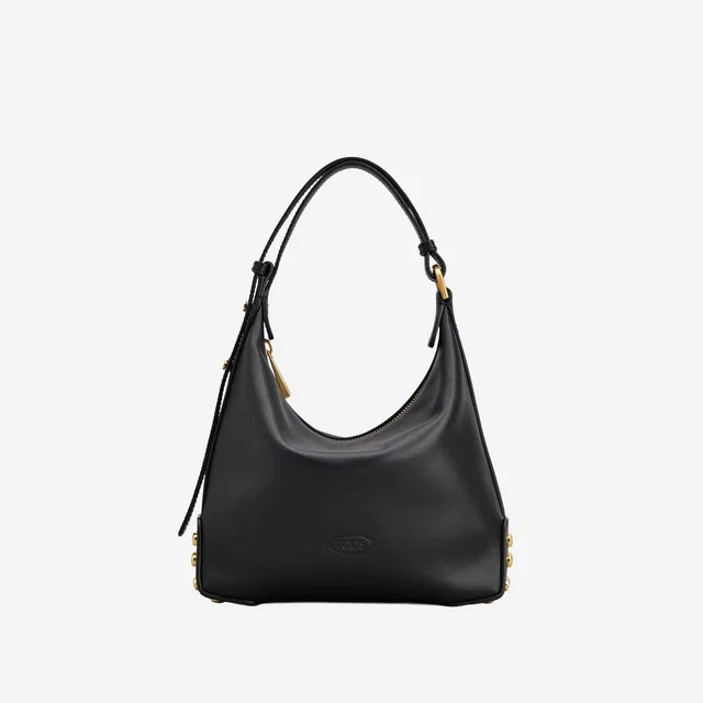 Tod's Metal Dots Calfskin Shoulder Bag — Black in Black Calfskin from HEWI