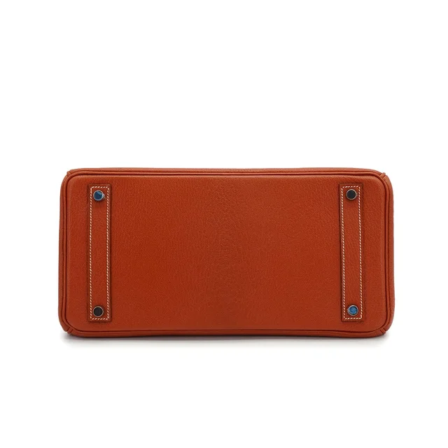 Hermès Haut A Courroies 32 Brique Chevre Hand Bag 2006 Square J Palladium Hardware in Goatskin from Luxury Promise, photo 8 of 11