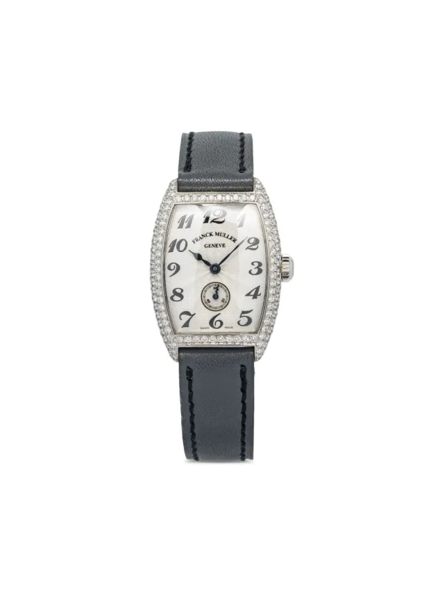 Franck Muller pre-owned Cintrée Curvex 25mm - women - Leather/18kt White Gold in white Leather from Farfetch