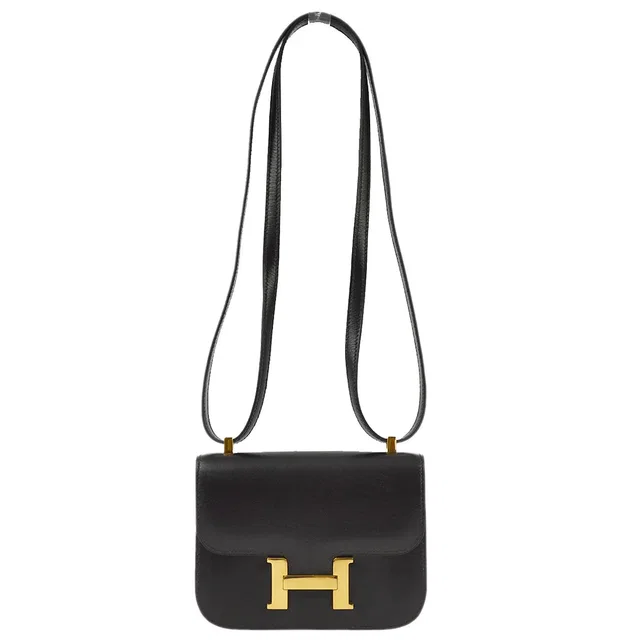 Hermès 1992 Black Box Calf Constance Micro Shoulder Bag in Black Box leather from AMORE Vintage Tokyo