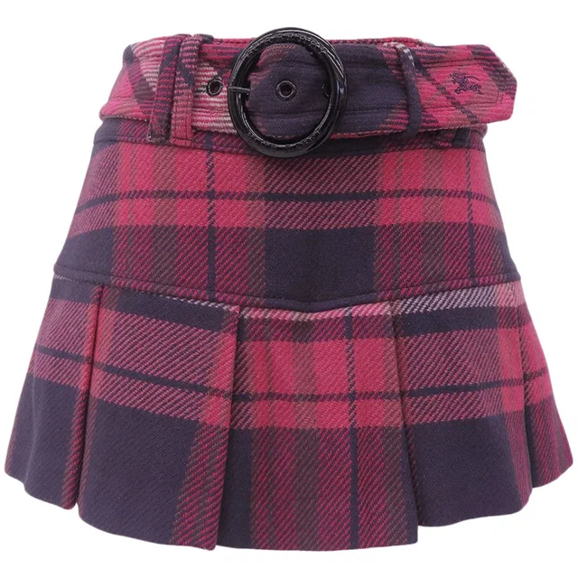 Burberry Checkered Culottes #36 Pink in Pink Nylon from VINTAGE QOO TOKYO
