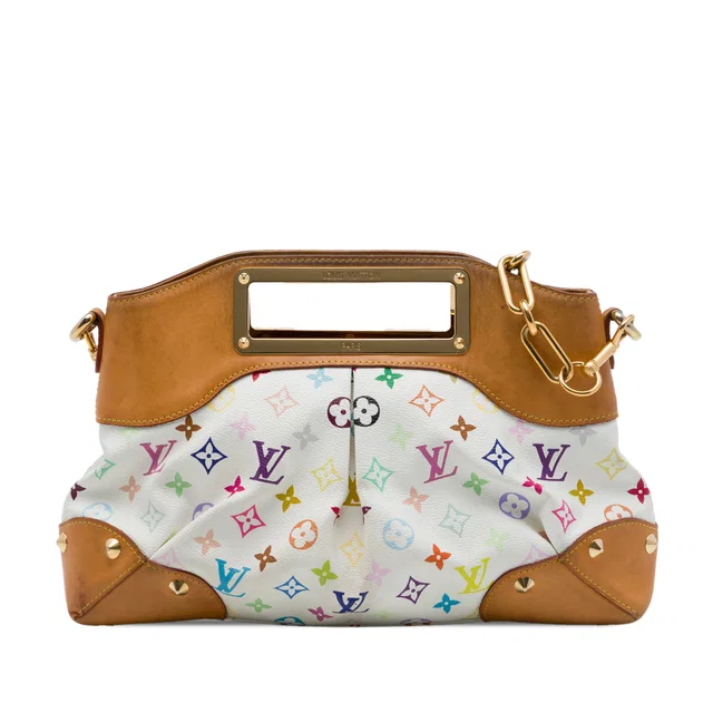 White Louis Vuitton Monogram Multicolore Judy MM Satchel in White Canvas from Designer Revival