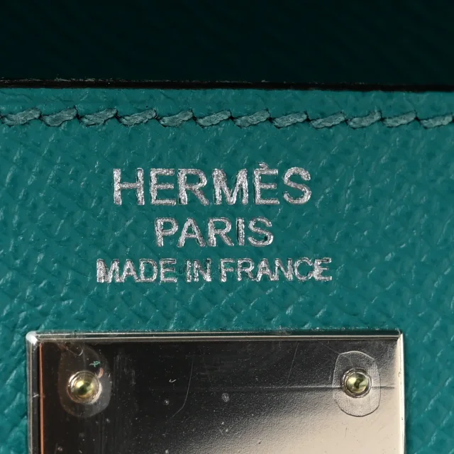 Hermès Epsom Kelly Sellier 32 Bleu Paon in Blue Epsom leather from FASHIONPHILE, photo 6 of 13
