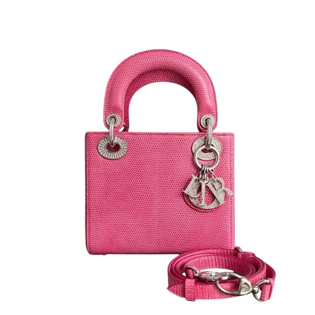 Dior Lady Mini - Exotic Lizard Limited Edition Swarovski Crystal Silver Hardware in Lizard from Luxury Promise