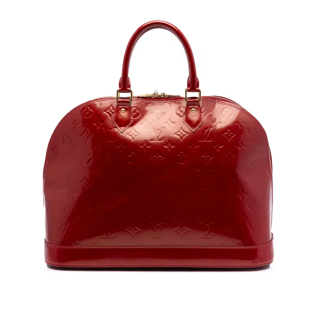 Red Louis Vuitton Monogram Vernis Alma GM Handbag in Red Leather from Designer Revival