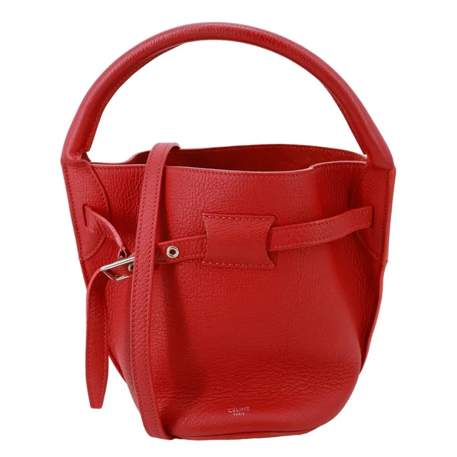 Celine Nano Big Drummed Leather Bucket Bag Red in Red Leather from Dallas Designer Handbags