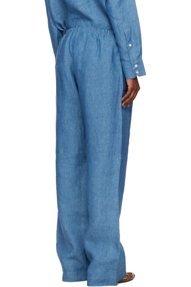 Róhe Blue Relaxed Fit Trousers, photo 3 of 4 from SSENSE