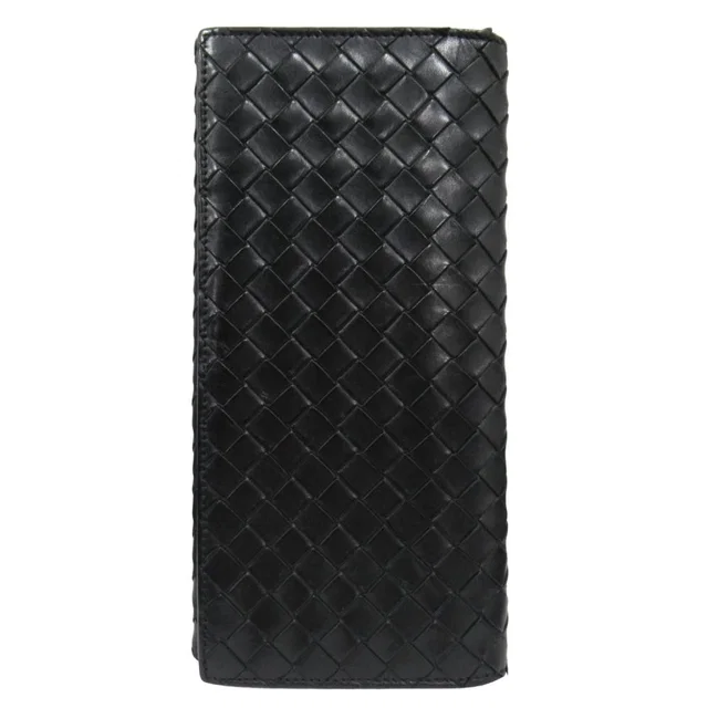 Bottega Veneta Intrecciato Leather Billfold Wallet Bifold Black in Black Woven leather from The Reluxe