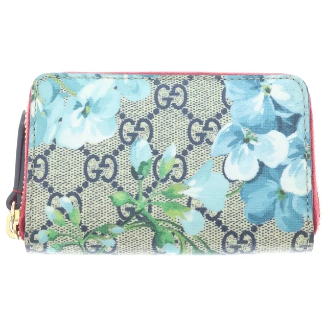 Gucci GG Blooms Compact Wallet Floral Bifold Blue Beige in Beige from The Reluxe