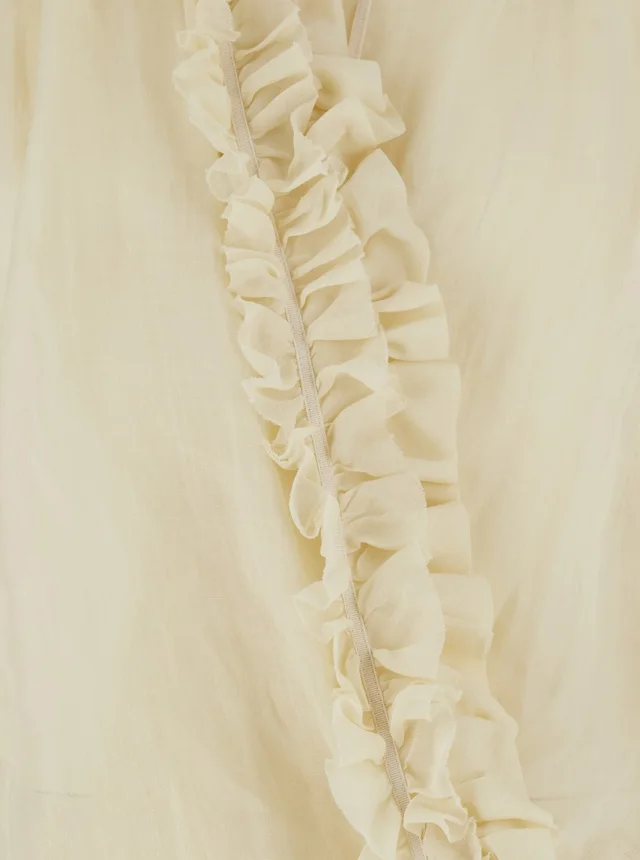DRIES VAN NOTEN CENVER' Beige Silk Blouse with V-Neck and Long Sleeves in Beige 100% Cotton, photo 6 of 6 from Gaudenzi Boutique