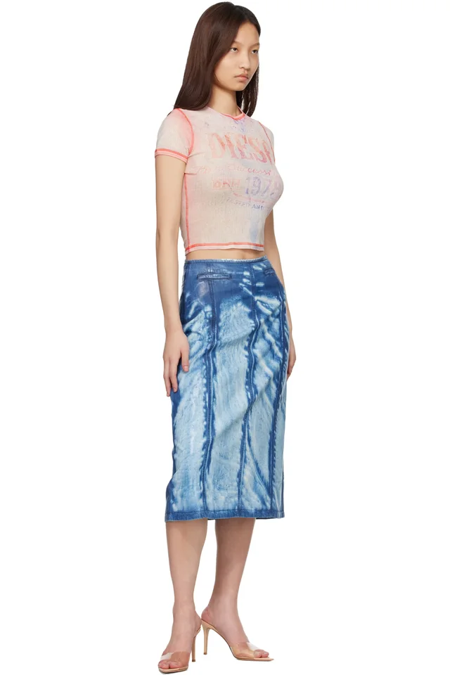 Diesel Blue X-Ray Lyocell Denim Midi Skirt, photo 4 of 4 from SSENSE