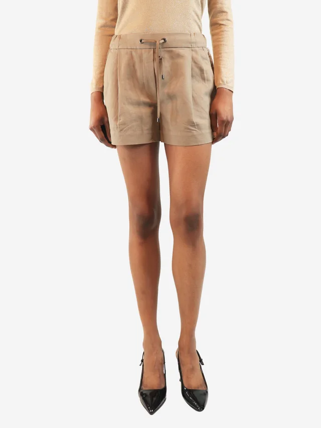 Brunello Cucinelli Brown pleated mini shorts - size UK 6 in Brown from Sign of the Times