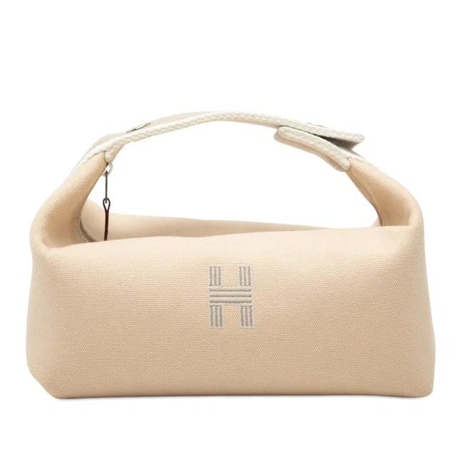 Beige Hermès Small Toile Bride A Brac Case Vanity Bag in Beige Canvas from Designer Revival