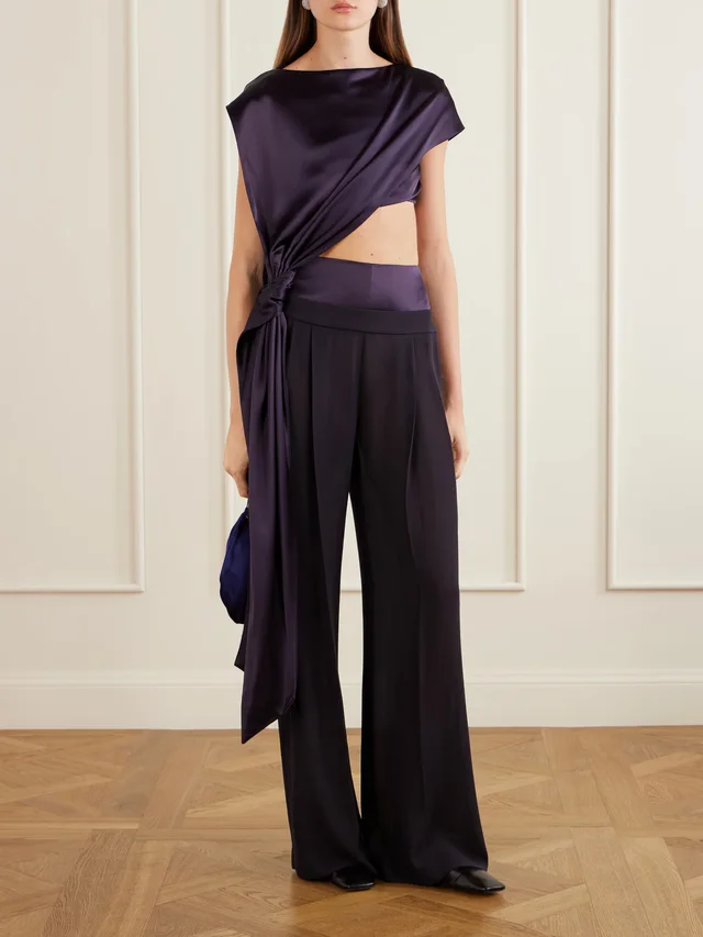 GALVAN Strata crepe straight-leg pants in Purple, photo 2 of 2 from NET-A-PORTER (Canada)