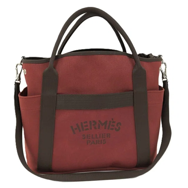 Hermès Sac de Panthere 2-Way Bag Canvas Bordeaux in Burgundy Canvas from The Reluxe