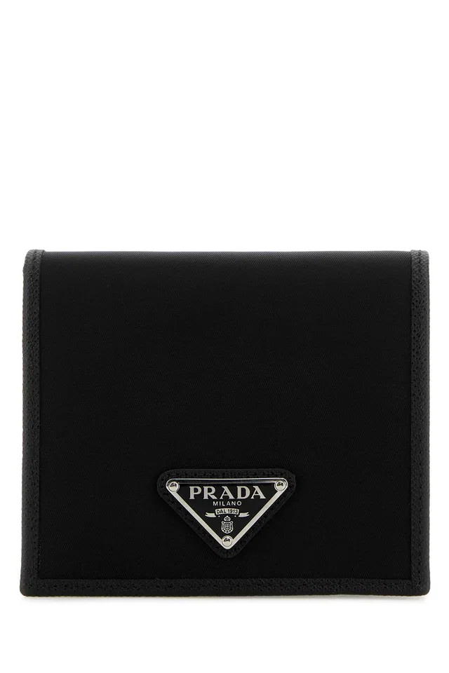 Prada Nylon And Leather Wallet — Black Poliammidericiclata-vitello in Black Nylon from HEWI