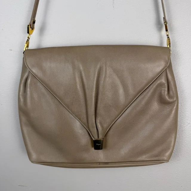 Ferragamo Vintage Crossbody Bag Women's Beige Leather Gold Hardware in brown|neutral Leather from Poshmark