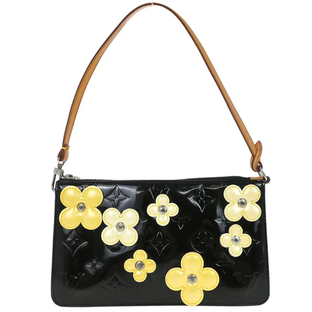Louis Vuitton 2001 Black Vernis Flower Lexington Handbag M92245 in Black Patent leather from AMORE Vintage Tokyo