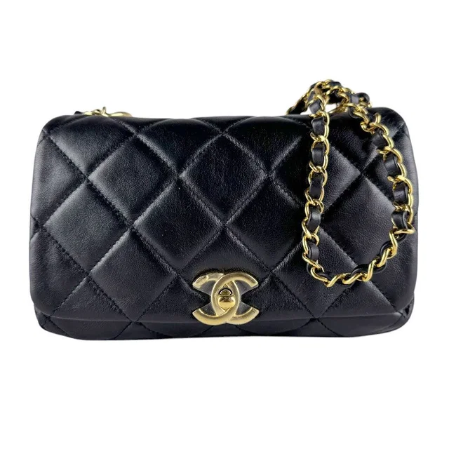 Chanel Shoulder Bag Black in Black Lambskin from The Reluxe
