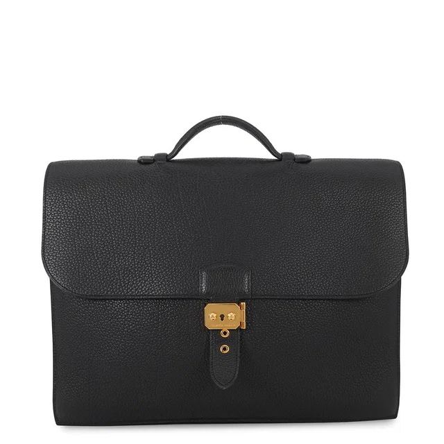 Hermès Sac A Depeches Black Togo Leather Size 38 in Black Togo leather from GALLERY RARE