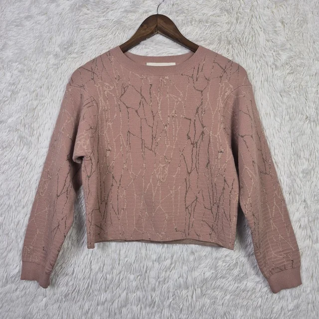 SIMKHAI Abstract Pattern Knit Crewneck Sweater Womens Small in pink from Poshmark