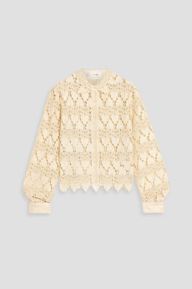 Frame Crocheted-Lace Button-Down Shirt in Beige from THE OUTNET, photo 1 of 1