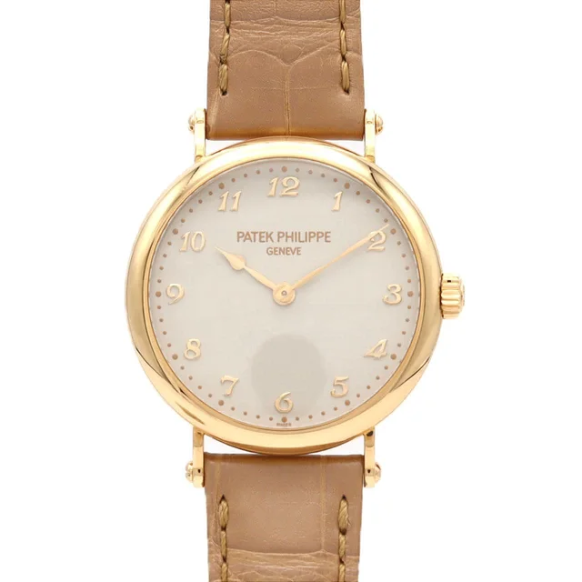 Patek Philippe Calatrava RG 7200R-001 PG/RG Automatic in Dial color: Cream grain/Arabic Band color: beige Case: pink gold/rose gold Bracelet: Strap from KOMEHYO