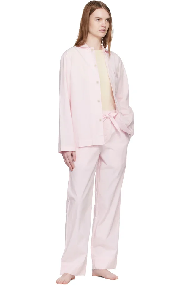 Tekla Pink Poplin Pyjama Pants, photo 4 of 4 from SSENSE