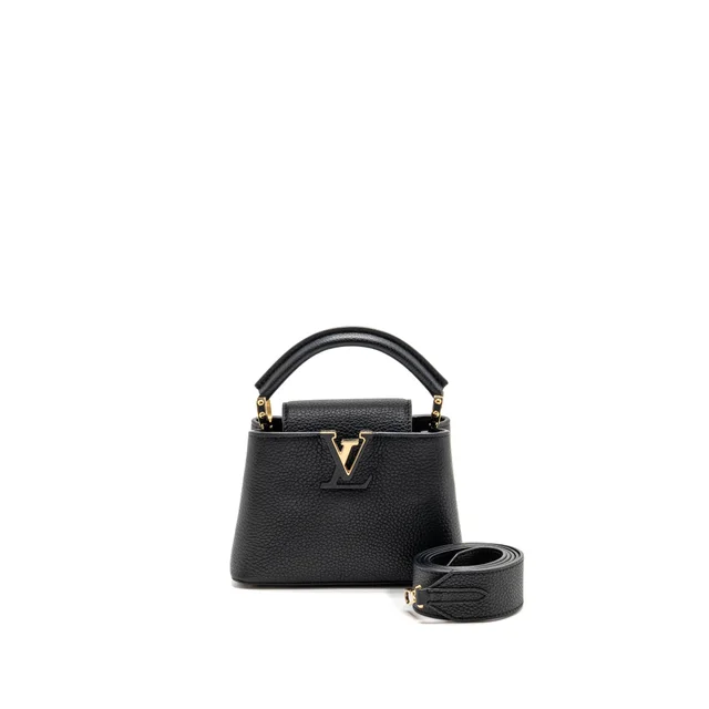 Louis Vuitton mini capucines Taurillon black GHW in Black Leather from EMIER