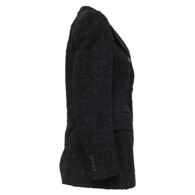 Balenciaga Hourglass Tweed Blazer in Black Cotton in black, photo 3 of 6 from ShopSimon