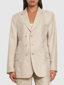 BETTTER Striped blazer and trousers set in 50% Linen, 45% Viscose, 5% Polyester, photo 3 of 9 from LUISAVIAROMA