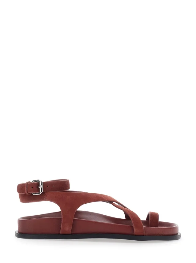 A.emery 'Jalen Slim' Bordeaux Sandals with Woven Straps and Buckle Closure in Suede for Women in 100% Goat Suede from Gaudenzi Boutique, photo 1 of 1