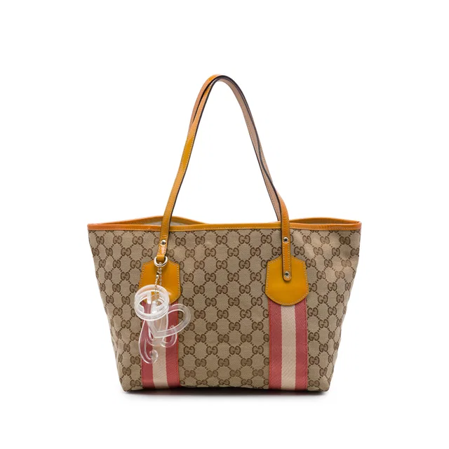Beige Gucci GG Canvas Web Jolie Tote in Beige Canvas from Designer Revival