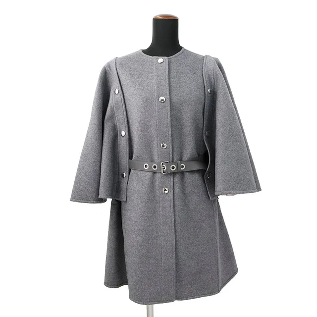 Louis Vuitton Double-faced Cape Sleeve Coat Size 38 Gray1AFSHX Wool99% Silk1% from GALLERY RARE