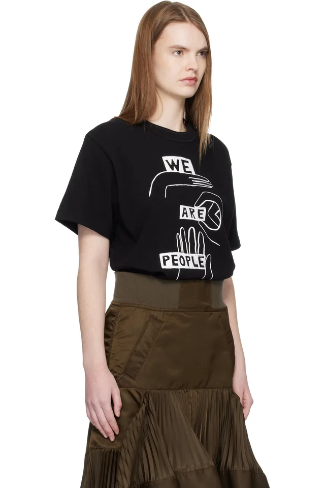 Black 'geoff sacai' Print T-shirt, photo 2 of 5 from SSENSE
