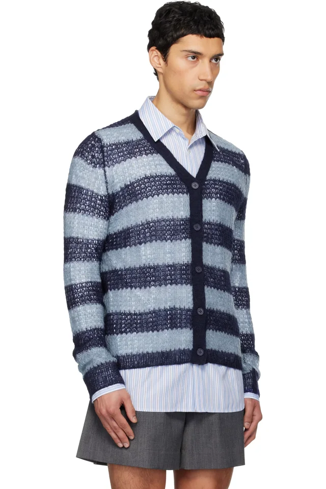 We11done Blue Striped Cardigan, photo 2 of 2 from SSENSE