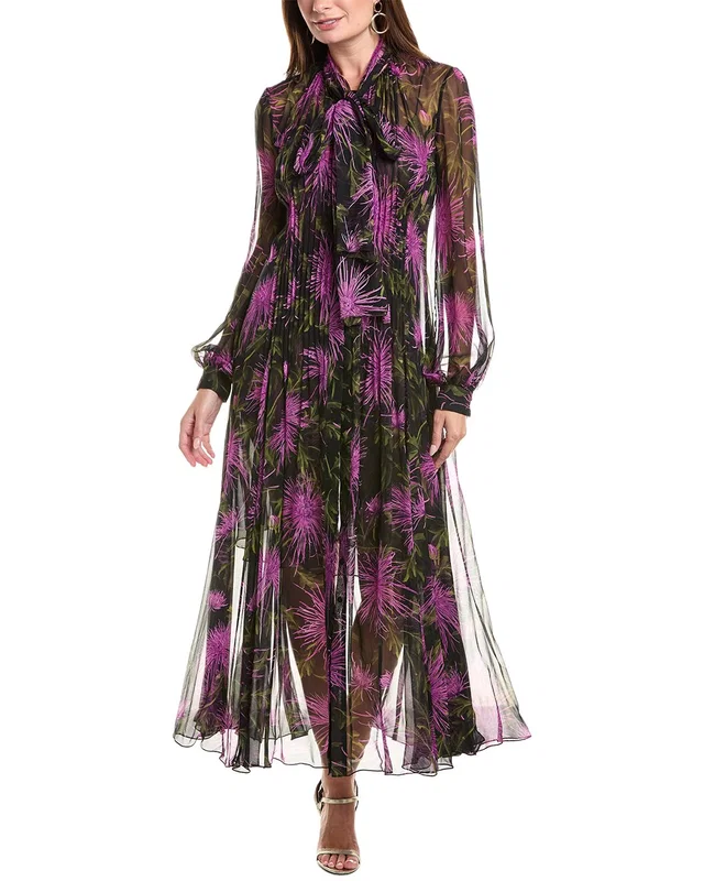 Oscar de la Renta Chrysanthemum Silk Maxi Dress, image 1 of 1 from Rue La La