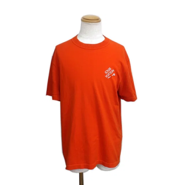 Louis Vuitton Knit Crew Neck Signature Cotton M Short Sleeve Red in Red from The Reluxe