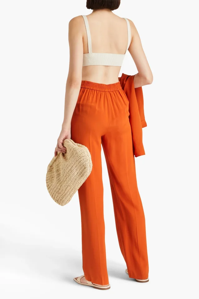Joseph Silk Crepe de Chine Straight-Leg Pants in Orange, photo 3 of 4 from THE OUTNET