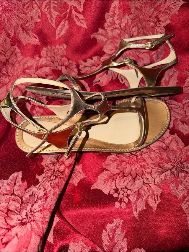 Saint Laurent T Strap Sandals in gold|neutral|brown Leather from Poshmark