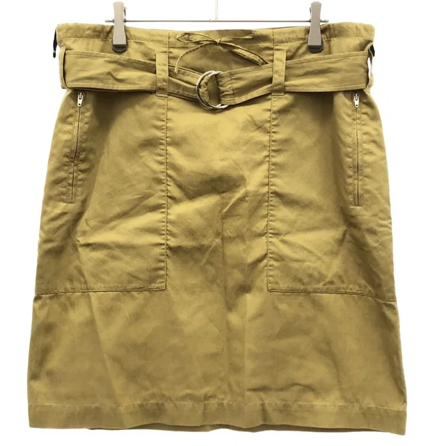 Celine by Phoebe Philo Cotton Belted Skirt 2 Yellow 36 in Yellow from The Reluxe