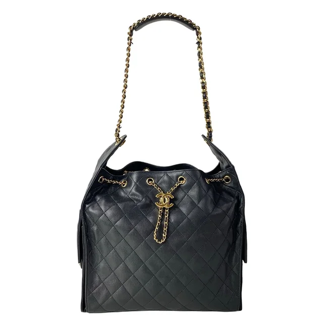 Chanel Handbag 25 Medium 25 Black Chain Shoulder Gold in Black Caviar leather from The Reluxe