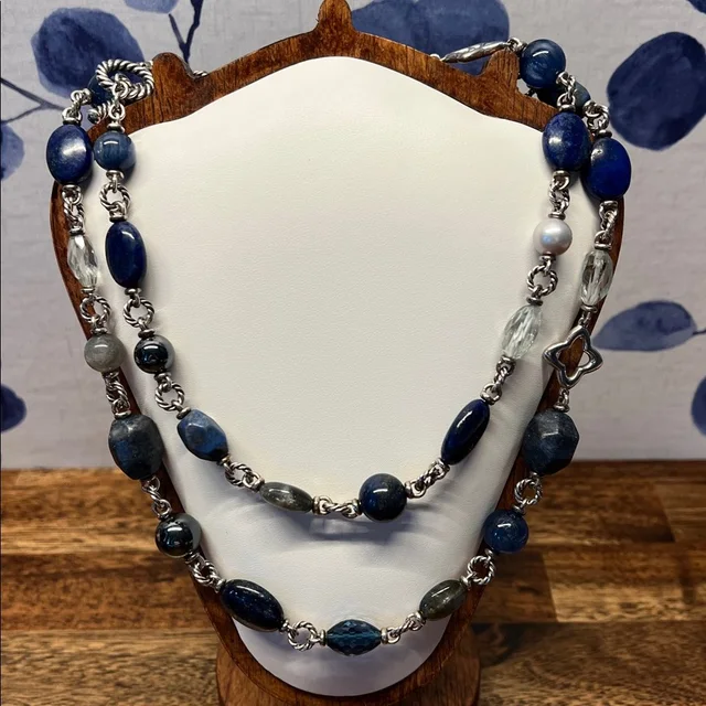 David Yurman Ultramarine Lapis And Quatrefoil Necklace in blue|silver|gray from Poshmark
