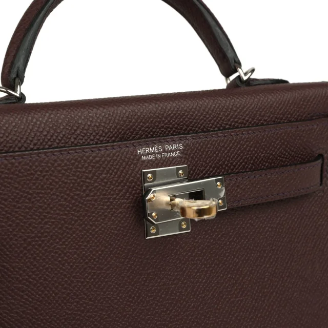 Hermès Kelly Sellier 20 Rouge Sellier Epsom Electrum Hardware in Burgundy Epsom from Madison Avenue Couture, photo 7 of 8