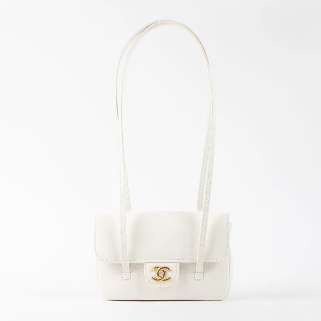 Chanel 26P White Caviar Mini Preppy Coco bag in White Caviar leather from Labellov