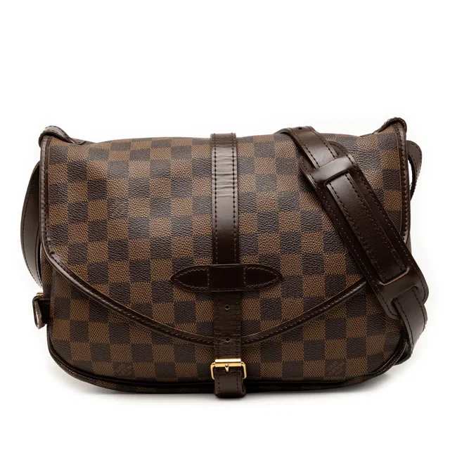 Brown Louis Vuitton Damier Ebene Saumur 30 Crossbody Bag in Brown Canvas from Designer Revival