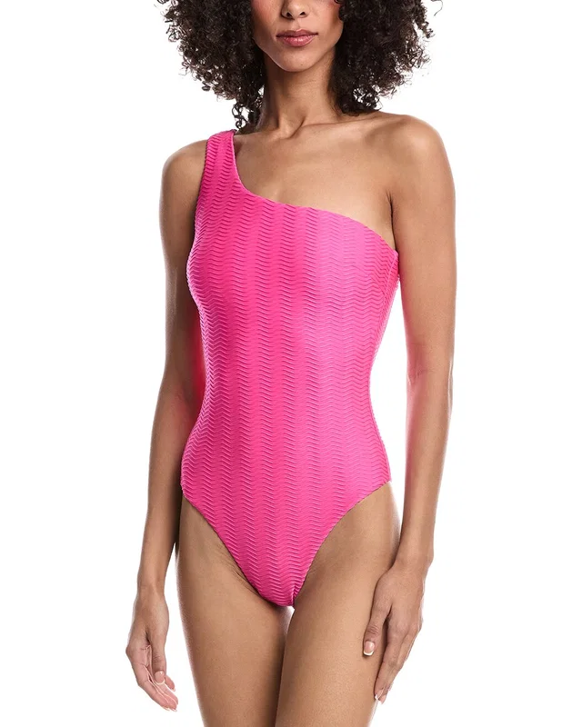 Milly Joni Textured Chevron One-Shoulder One-Piece, image 1 of 1 from Gilt