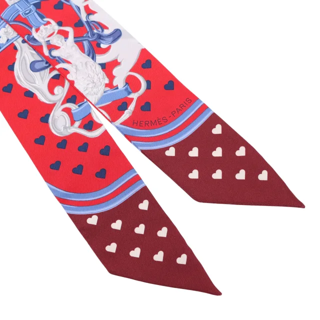 Hermès Twilly Brides de Gala Love Red Blue in Red Silk from Ginza Xiaoma, photo 3 of 4